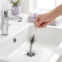 Flowzap retirando el cabello de la coladera de un lavabo